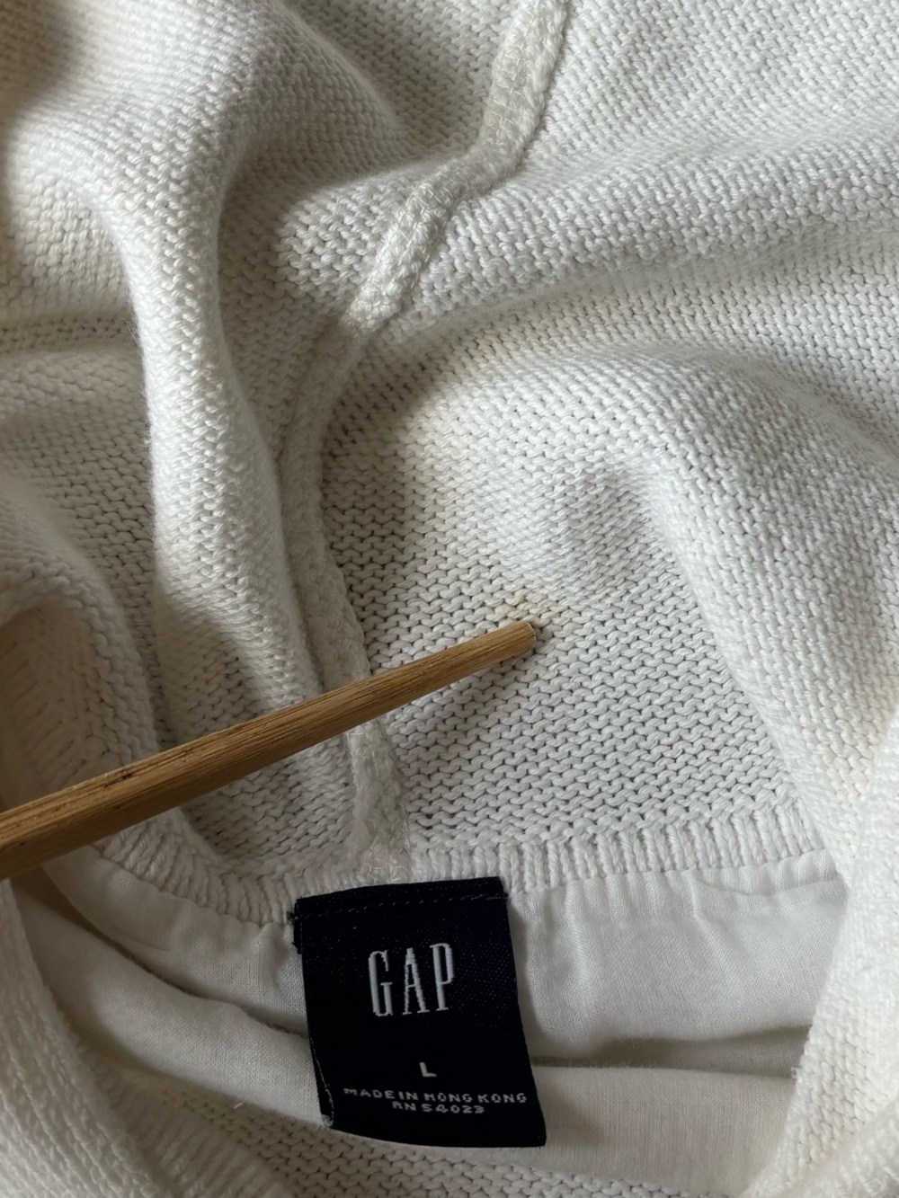 Vintage Y2K GAP Women's White Knit Zip Up Hoodie Sweater L Beachy Coastal - Picture 4 of 16